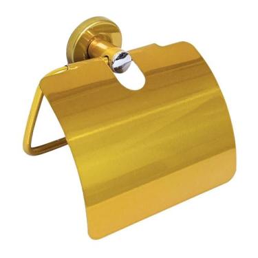 Imagem de Papeleira de Alumínio Porta Papel Higiênico Standard Dourado - Montela
