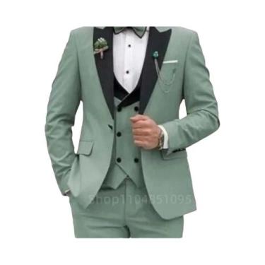 Imagem de Terno Slim Fit Rosa Vermelho 3 Peças Masculino: Blazer Transpassado, C