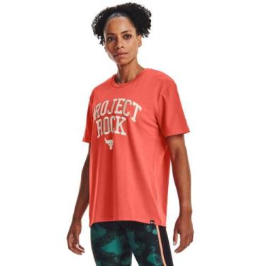 Imagem de Camiseta de Treino Feminina Under Armour Project Rock Campus, Laranja,