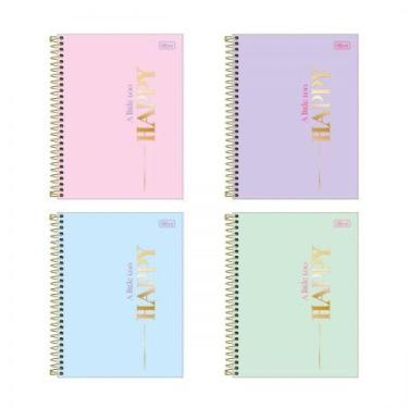 Imagem de Caderno espiral capa dura colegial 1x1 80 folhas Happy - Tilibra
