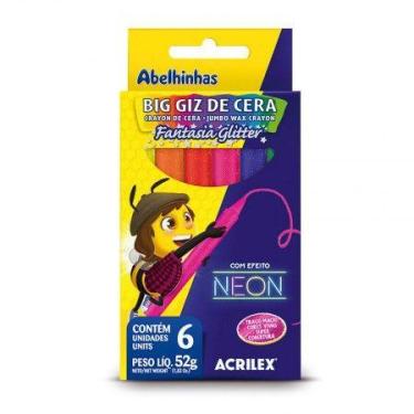 Imagem de Gizão de cera Big Fantasia Glitter 6 cores 09806 - Acrilex