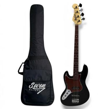 Imagem de Contrabaixo Jazz Bass Seven Canhoto SJB 47 LH BK Com Bag - Seven Guita