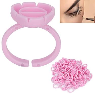Imagem de 100 peças de suporte de para cílios, copo de cola, organizador de cílios, copos de flor para extensão de cílios para mulheres e meninas maquiagem (rosa)