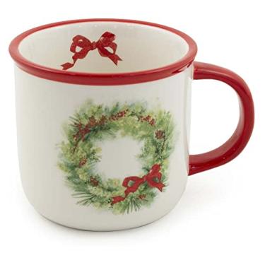 Imagem de Boston International Caneca de cerâmica para café/chá, 340 g, guirlanda de árvore da paz