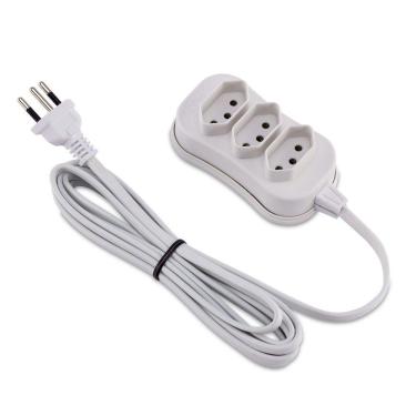 Imagem de Extensão 3 Tomadas Tripolar Bivolt c/ 3 Metros Branca - Forceline