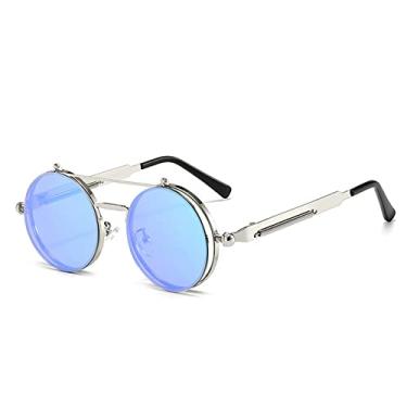 Imagem de Vintage Steampunk Flip Sunglasses Retro Round Metal Frame Double Beam Sun Glasses for Men Women Punk Glasses Oculos,6,China