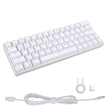 Imagem de 64 teclas teclado mecânico branco com luz de fundo, bluetooth/com fio/sem fio 2.4g teclado mecânico para jogos, vários modos de iluminação, para windows series para os x para(Interruptor Marrom)