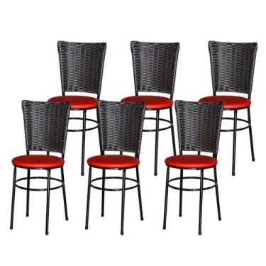 Imagem de Jogo 6 Cadeiras Para Cozinha Preta Hawai Café - Lamar Design