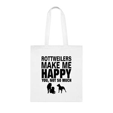 Imagem de Rottweilers Make Me Happy sacola, presente para cachorro Rottweilers, presente para rottweilers, aniversário de cachorro Rottweilers bolsa de ombro para cachorro Rottweilers, sacola reutilizável para cães Rottweilers, Branco