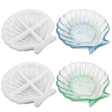 Imagem de 2 peças de molde de resina de concha, moldes de resina FineGood moldes de silicone para molde de resina molde de resina epóxi bandeja de joias moldes de saboneteira