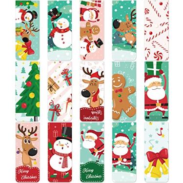 Imagem de 30 marcadores de página de Natal magnéticos fofos clipes de página com estampa de boneco de neve de Papai Noel para crianças, estudantes, escola, casa, escritório, artigos de papelaria