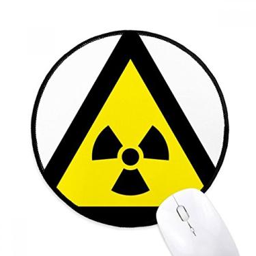 Imagem de Símbolo de aviso amarelo preto ionização radiação triângulo mouse pad desktop escritório tapete redondo para computador