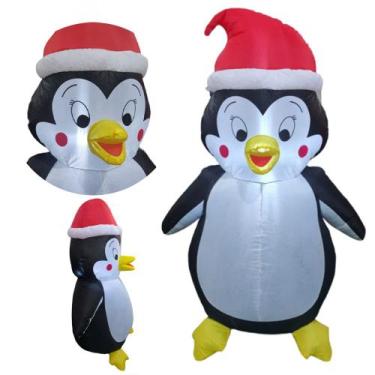 Imagem de Boneco Pinguim De Natal Inflavel 1 Metro E 20cm Natalino Enfeite Decor