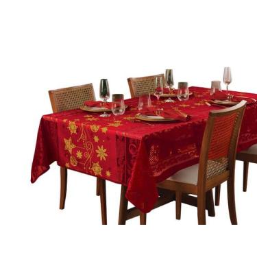 Imagem de Toalha De Mesa Renda Retangular Estampada 10 Lugares Natal 1,50M X 3,0