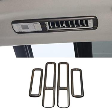 Imagem de Xodouhi 4 peças acessórios de carro aptos para Toyota Highlander 2020 2021 2022 interior do assento traseiro ar condicionado capa de saída de ventilação decoração ABS (madeira de pêssego)