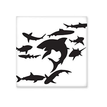Imagem de Azulejo de cerâmica brilhante de biologia de tubarão preto azul oceano