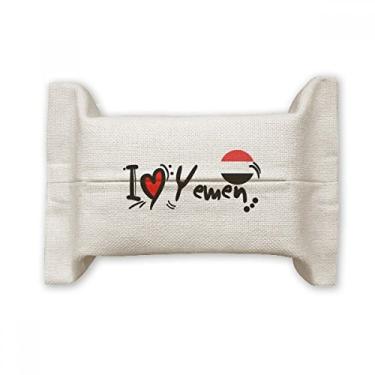 Imagem de I Love Yemen Word Flag Love Heart Ilustration Suporte de capa de papel de tecido de algodão saco de linho