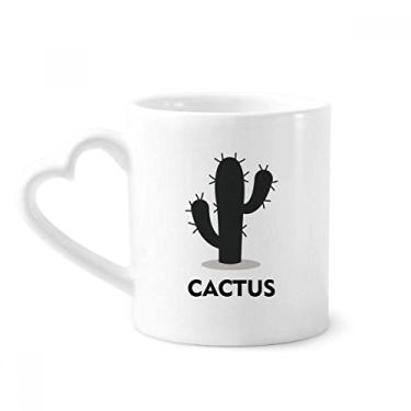 Imagem de Caneca de café de cerâmica com contorno de suculentas de planta de cacto verde copo de coração de vidro