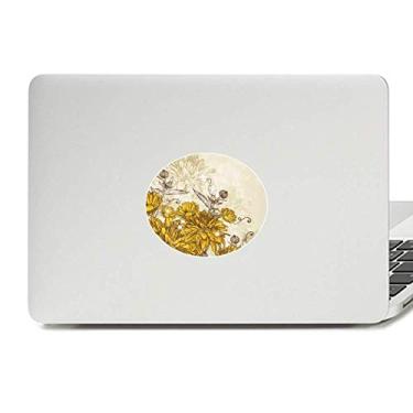 Imagem de Adesivo de notebook com emblema de flor de crisântemo amarelo, decalque para notebook
