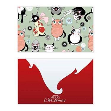 Imagem de Animal Pet Cute Cat Family Holiday Merry Christmas Cartões de parabéns Mensagem de Natal