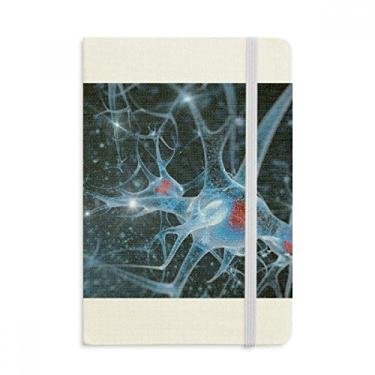 Imagem de Caderno com detalhes em imagem de células cerebrais, capa dura de tecido, diário clássico