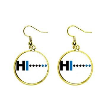 Imagem de Brinco feminino Morse Code Hello Dot Line Expression Ear Pendente Golden Drop