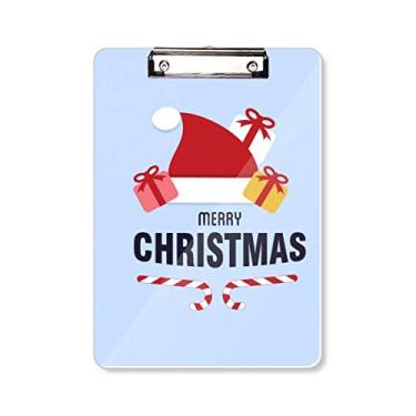 Imagem de Feliz Natal Papai Noel chapéu prancheta pasta bloco de escrita placa de apoio A4