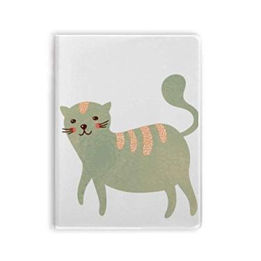 Imagem de Caderno em aquarela com desenho fofo de gato ciano, capa de goma