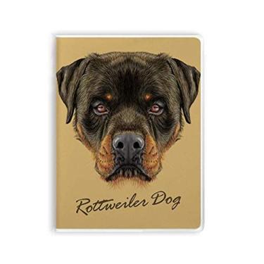 Imagem de Black Feroz Rottweiler Dog Pet Animal Notebook Goma Diário Capa Macia Diário