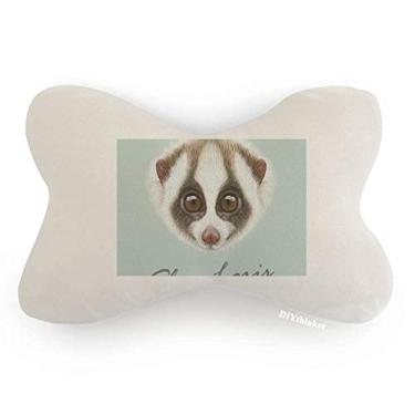 Imagem de DIYthinker Almofada de apoio de cabeça para decoração de pescoço de carro Loris branco marrom com olhos grandes