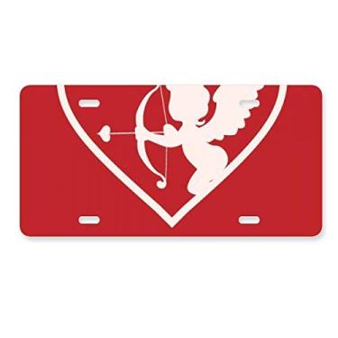 Imagem de DIYthinker Placa de licença branca Angel Arrow Dia dos Namorados Decoração de aço inoxidável para automóvel