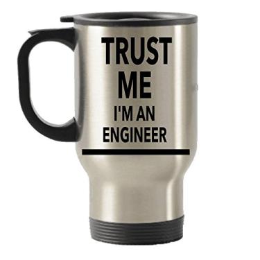 Imagem de SpreadPassion Trust Me I'm an Engineer Caneca de aço inoxidável para viagem com isolamento térmico