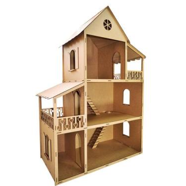 Imagem de Casa Para Boneca Barbie Desmontada 129X88x42,5 Mdf Madeira - Atacadão