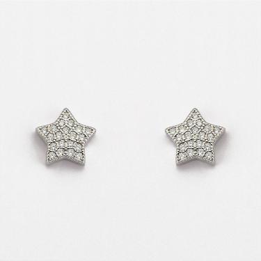 Imagem de Brinco Estrela Prata 925 Cravejados Com Zircônias - Cristal