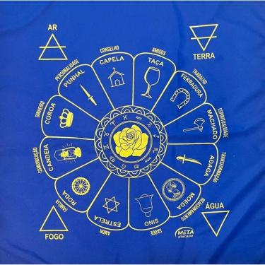 Imagem de Toalha Tecido Jogo De Cartas Cigana Santa Sara 70X70 Cm Azul