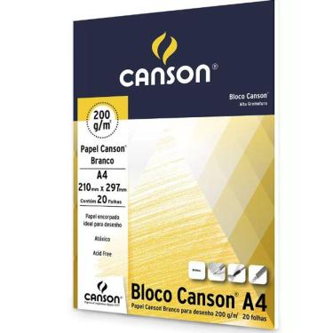 Imagem de Bloco Papel Canson Desenho 200 Branco 200g A4 20 Folhas