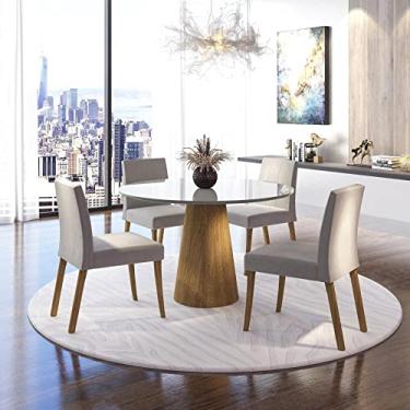 Imagem de Conjunto Sala de Jantar Mesa 110x110cm Vidro com 4 Cadeiras Jasper Cristal Tradição Móveis