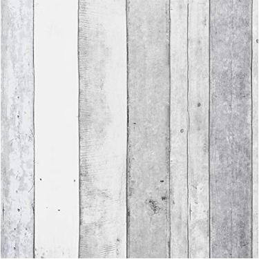 Imagem de Papel de parede branco de madeira para contato de 17,7 pol. x 17,7 pol. papel de parede destacável autoadesivo de madeira papel de parede de textura de grão de madeira filme de prateleira vintage revestimento de parede rolo de vinil