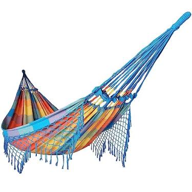 Imagem de Rede de Dormir Casal Balanço de Algodão Reforçada 3,80m x 1,50m Cor:Multicor