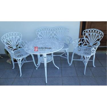 Imagem de Conjunto de Mesa Para Jardim Primavera com Namoradeira e Mesa Alta em Alumínio Fundido Unifer Móveis