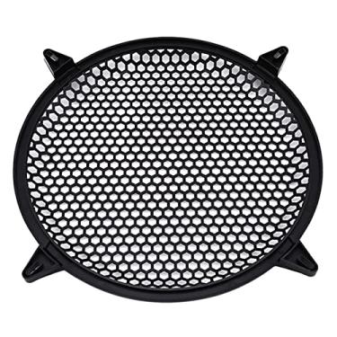 Imagem de Buzina de ar super alta de 6/8/10/12 polegadas capa protetora de malha de rede alto-falantes de carro amplificador de potência unidade circular decorativa caixa de som rede kit de buzinas de trem (cor: preto - 12 polegadas)