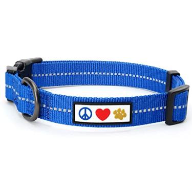 Imagem de Pawtitas Coleira de cachorro reciclada com coleira de cachorro costurada refletiva feita de garrafas de plástico coletadas dos oceanos médio oceano azul