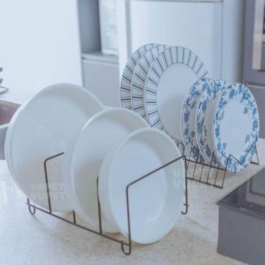 Imagem de Suporte Porta Refratários Pratos Organizador De Travessas Escorredor de Prato em Aço Preto