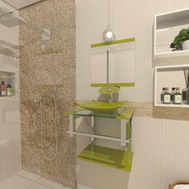 Imagem de Gabinete De Vidro Para Banheiro 40cm Inox Verde Oliva