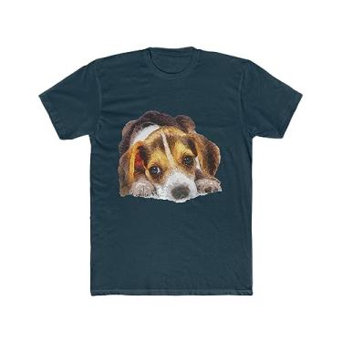 Imagem de Camiseta masculina Beagle "Daisy Mae" de algodão da Doggylips™, Azul marinho sólido, XXG