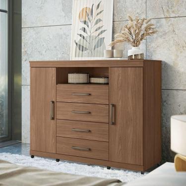 Imagem de Cômoda 2 Pt E 4 Gv Com Rod Havana Master Santos Andirá Jatoba