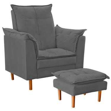 Imagem de Poltrona Decorativa Sala de Estar Quarto Leitura Azera Suede