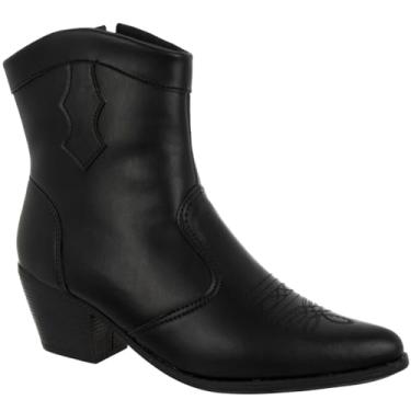 Imagem de Bota Feminina Texana Western Country Cano Curto Bico Fino Boiadeira Via Angel 6901. (Preto, BR, Adulto, Numérico, 39)