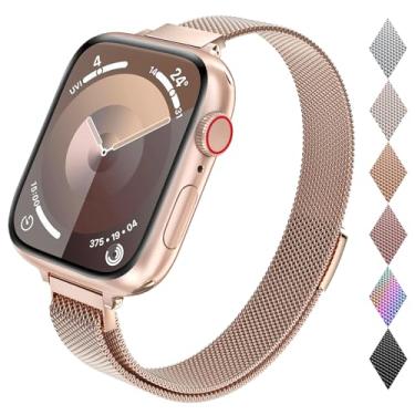 Imagem de CTYBB Pulseira para Apple Watch Series Ultra SE 8, 7, 6, 5, 4, 3, 2, 1, 38 mm, 40 mm, 41 mm, 42 mm, 44 mm, 45 mm, 49 mm, de aço inoxidável, fina e fina, pulseira de substituição para iWatch