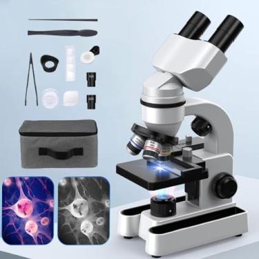 Imagem de MicroscóPio Binocular Para Adultos, CriançAs E Estudantes, MicroscóPios 40x-1600x, IluminaçãO Led De 7 Cores Com Corpo De Metal,Para LaboratóRio Escolar, Casa, Escola,White